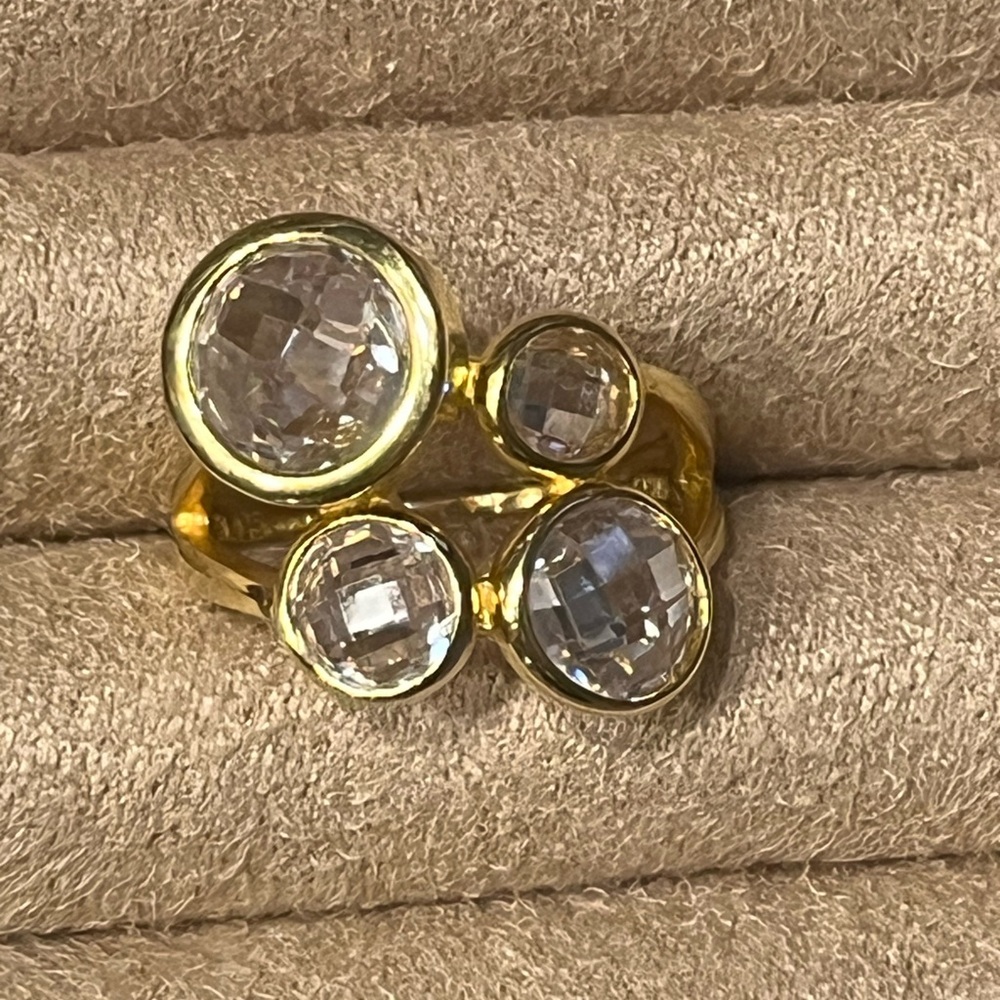 Gold plated simulated diamond ring size 6